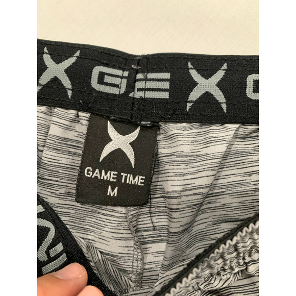 Game Time Gray Black Elastic Stretch Breathable Drawstring Shorts Pockets Size M - Picture 6 of 9